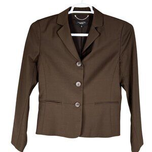 Talbots Womens 6 Chocolate Brown 87% Wool 3 Button Tailored Blazer Career Jacket